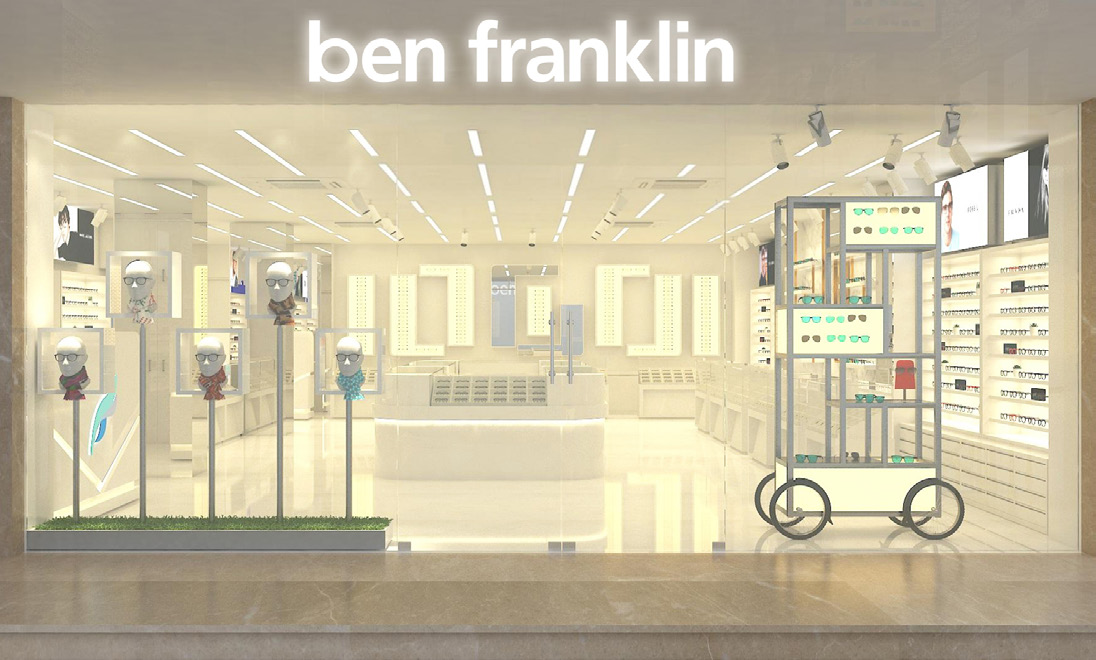 Bright Ben Franklin optical store concept